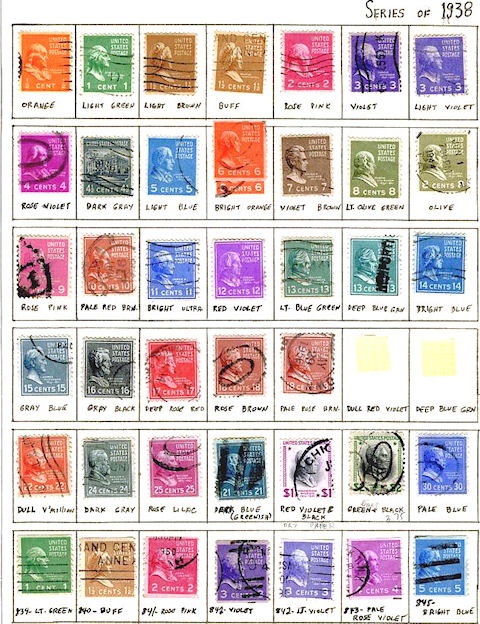 Postage Stamp Color Chart